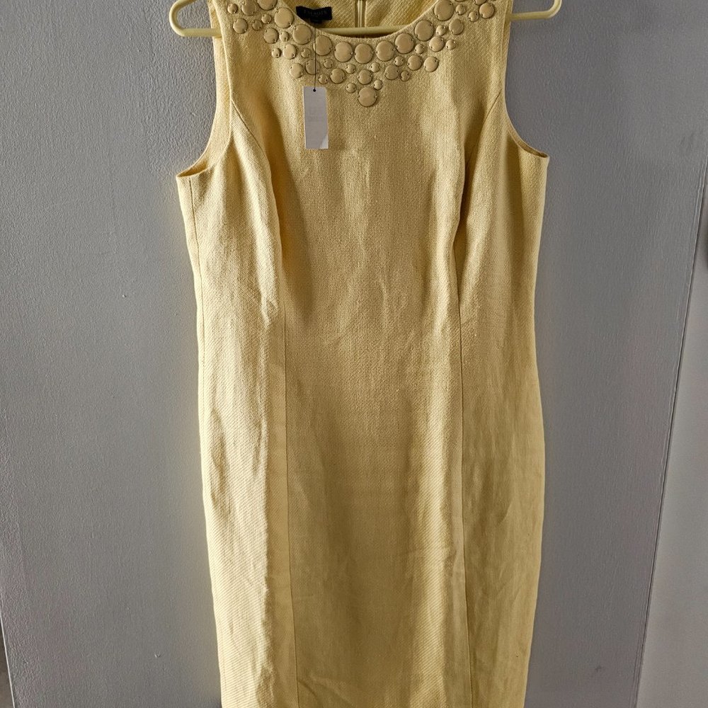Talbots Pale Yellow Sleeveless Embellished Shift Dress